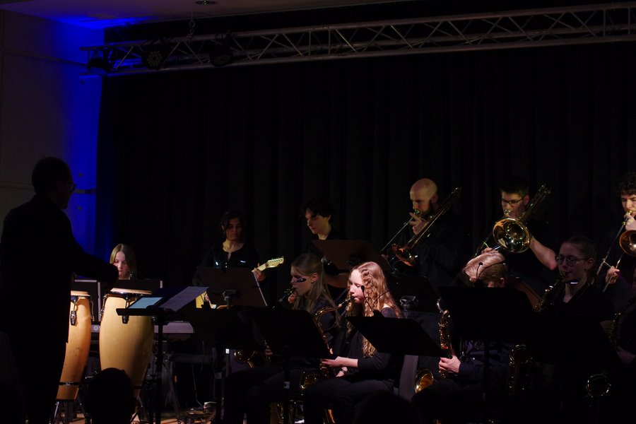 Musikerinnen und Musiker auf der Bühne