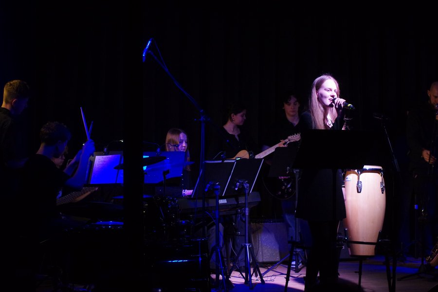 Musikerinnen und Musiker auf der Bühne