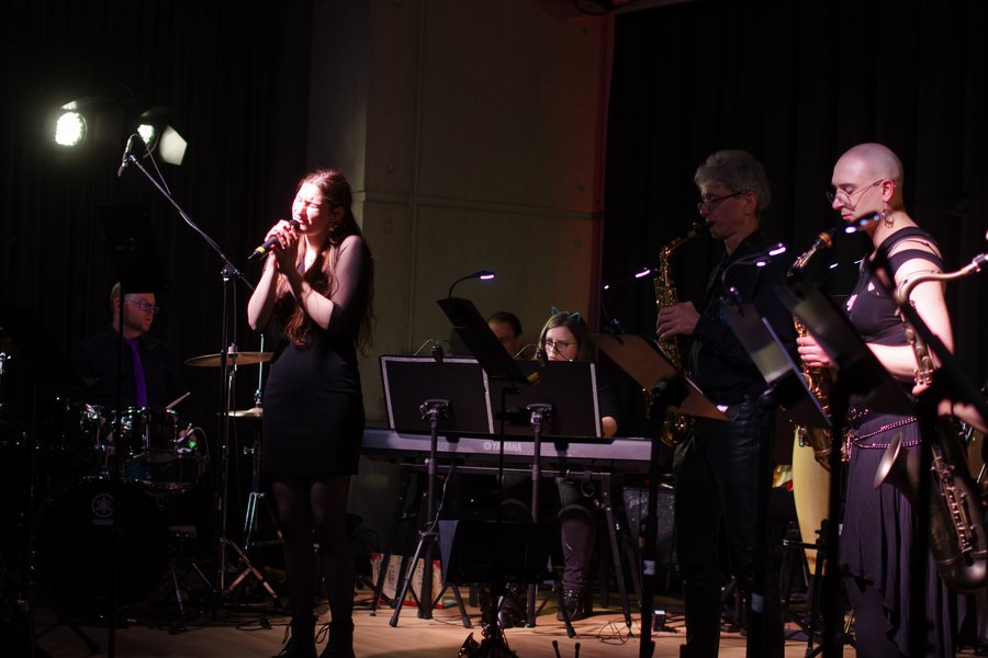 Musikerinnen und Musiker auf der Bühne