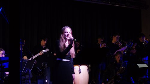 Musikerinnen und Musiker auf der Bühne