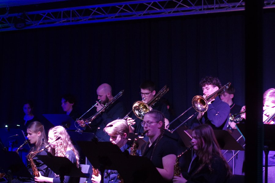 Musikerinnen und Musiker auf der Bühne