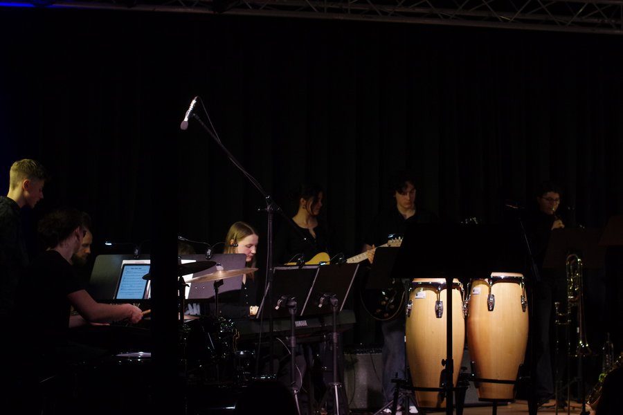 Musikerinnen und Musiker auf der Bühne