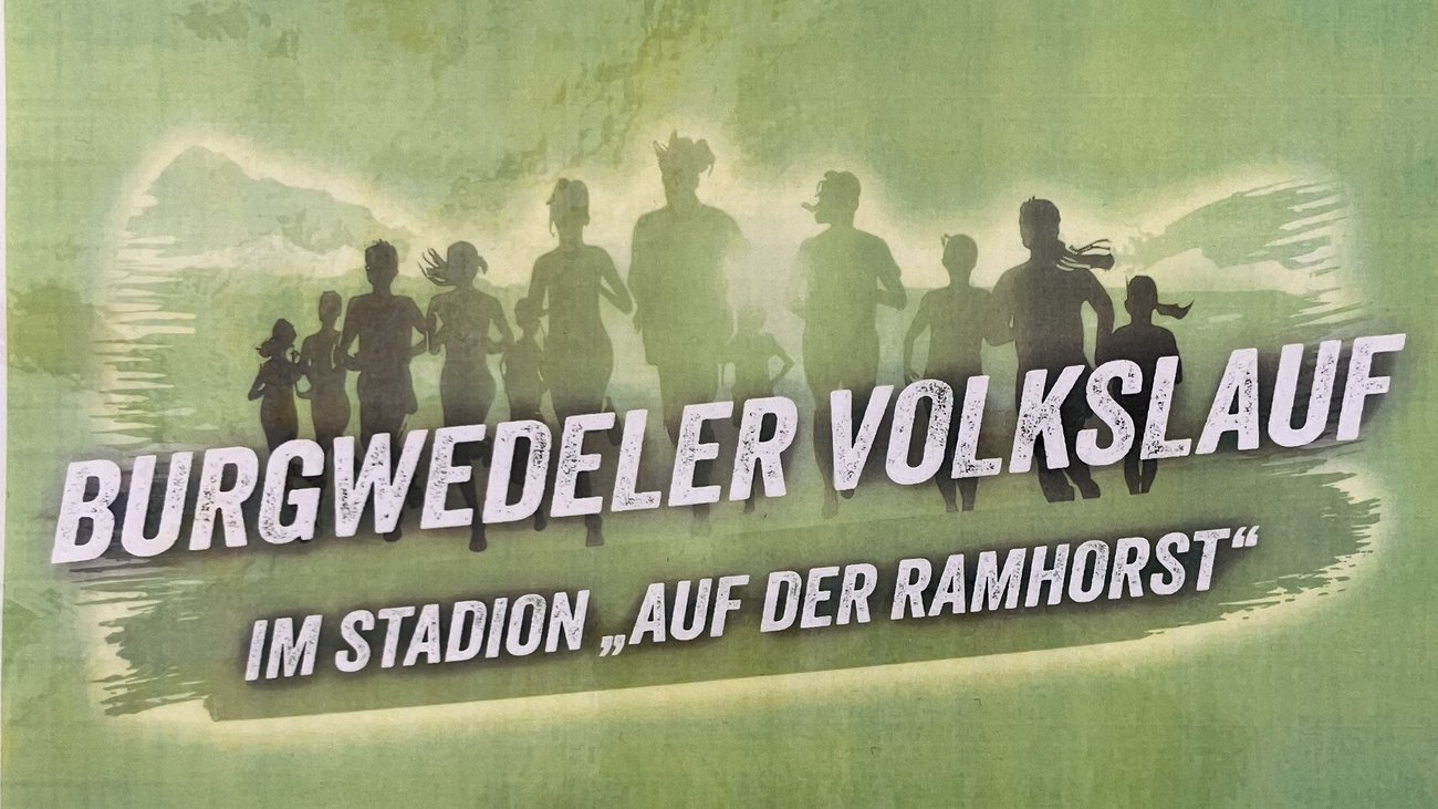Plakat Volkslauf mit Anmeldeinformationen aus dem Text