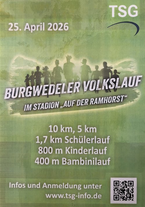 Plakat Volkslauf mit Anmeldeinformationen aus dem Text