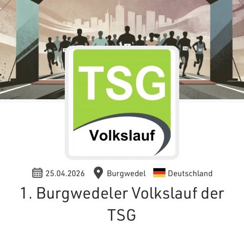 Logo der TSG mit Datum des Volkslaufs
