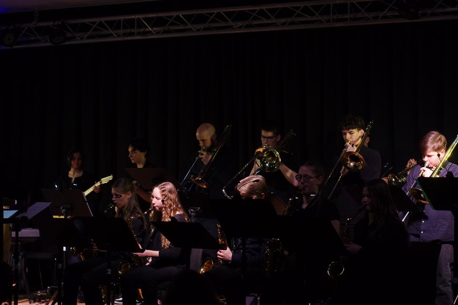 Musikerinnen und Musiker auf der Bühne