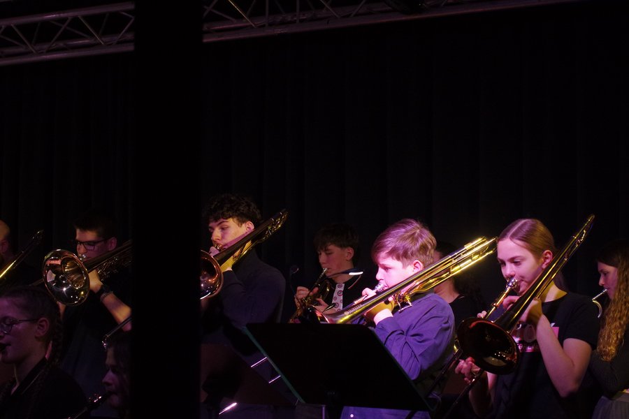 Musikerinnen und Musiker auf der Bühne