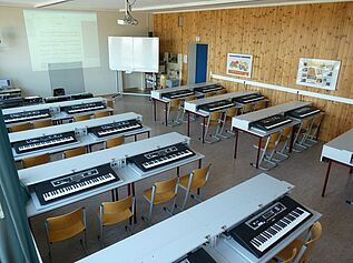 16 Keyboards in Musikraum 2